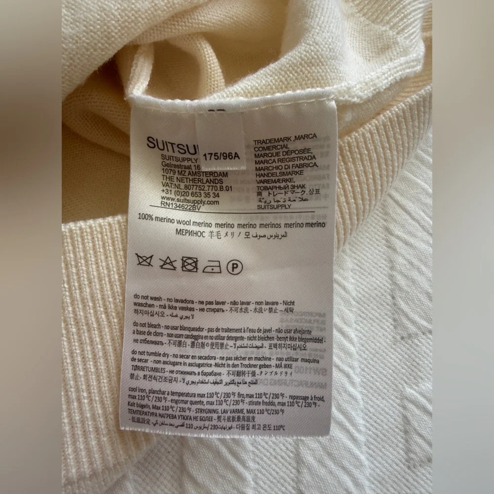 SuitSupply Cream Merino Crewneck - Pure Wool - Size Small - Picture 9 of 10